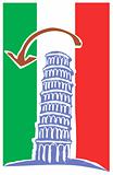 Tower of Pisa and Italian Flag