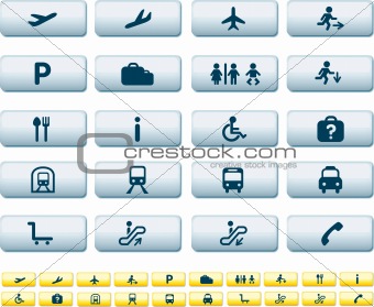 travel icon set of buttons