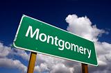 Montgomery Road Sign with dramatic blue sky and clouds - U.S. State Capitals Series.
