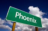 Phoenix Road Sign with dramatic blue sky and clouds - U.S. State Capitals Series.