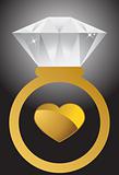 Diamond Ring - Gold Band with Heart
