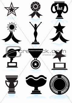 Trophy Buttons - black and white
