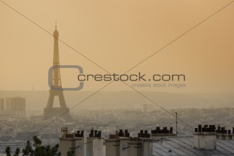 famous eiffel tower in the dusk