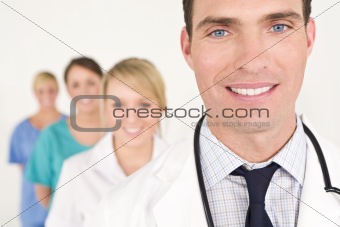 Male Doctor and Female Nurses Medical Team