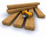 power drill and wood