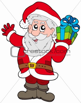 Santa Claus with Christmas gift