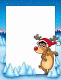 Christmas frame with cute reindeer