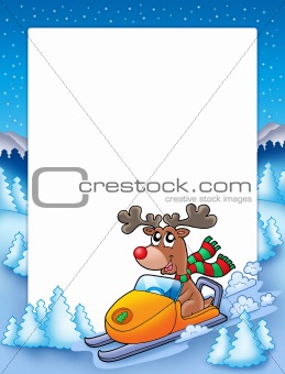 Frame with reindeer riding scooter