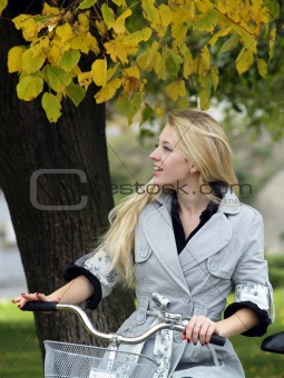 Young woman on bicylce