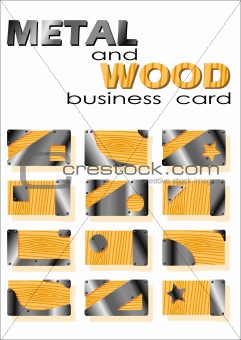 metal and wood of business card