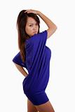 Young asian female model wearing purple dress