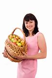 Woman with a basket of apples