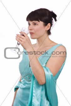Woman with a glass of wine.