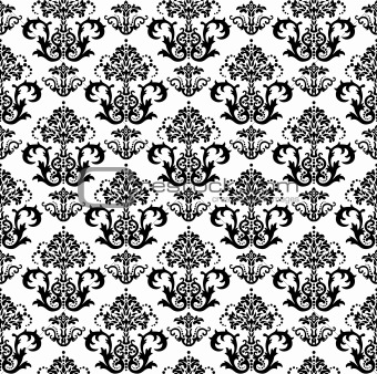 Seamless black and white floral wallpaper