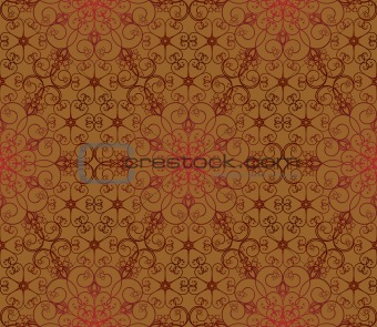 Seamless red and brown floral pattern