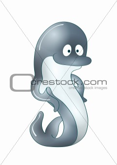 grey dolphin on white background,