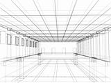 3d sketch of an interior of a public building