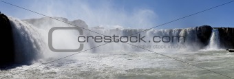 Panorama of Godafoss Waterfall Iceland
