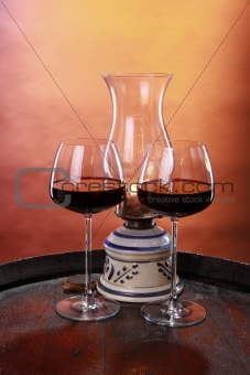 Red wine under the lantern's light