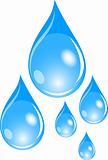 Illustration of  a set of blue waterdrops