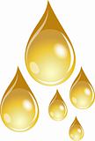Illustration of  a set of golden waterdrops