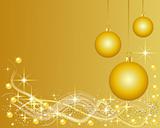 Illustration of a Golden Background with Christmas Balls