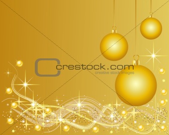 Illustration of a Golden Background with Christmas Balls