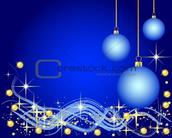 Illustration of a blue Background with Christmas Balls