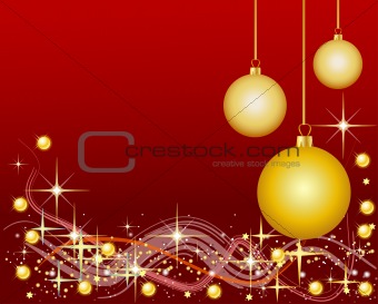 Illustration of a red Background with Christmas Balls
