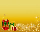 Illustration of a golden Background with Gift Boxes