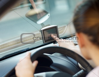 woman using global positioning system
