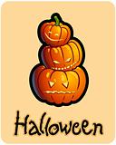 halloween's drawing - three pumpkin heads of jack-o-lantern