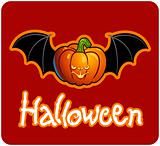 halloween's drawing - a pumpkin head of Jack-O-Lantern with bat's wings