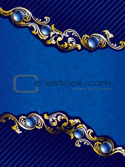 Elegant gold and blue background with gems