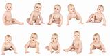 Set of kids in diapers isolated on white background
