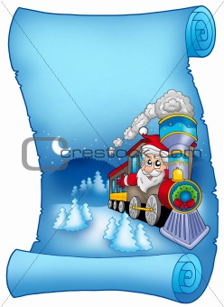 Blue parchment with Santa in train