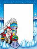 Frame with Santa Claus and train