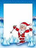 Frame with skiing Santa Claus