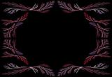 Leafy Pink and Lavender Fractal Frame With Black Copy Space