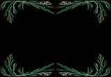 Leafy Green Fractal Frame With Black Copy Space