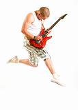 Passionate guitarist jumps