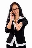 businesswoman on the phone ok sign