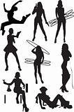 silhouette view of human motifs, positions, moves