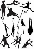 silhouette view of human motifs, sports, positions
