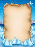 Winter parchment with snowy landscape 2