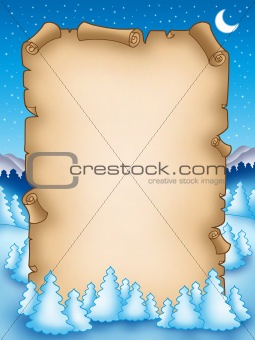 Winter parchment with snowy landscape 2