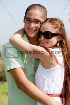 young couple smile