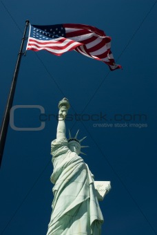 Statue of Liberty with American Flag