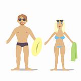 fully editable vector couple in swim suit ready to use