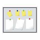 fully editable vector illustration of isolated magnetic board with blank papers ready to use